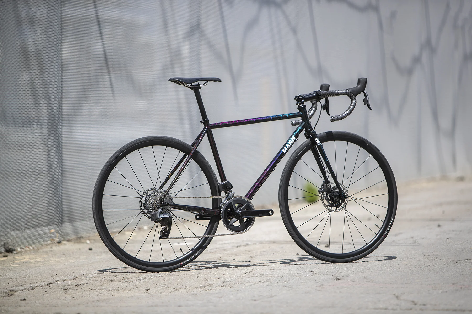 MASH Steel All-Road Frameset Black Rainbow Crackle - Image 5