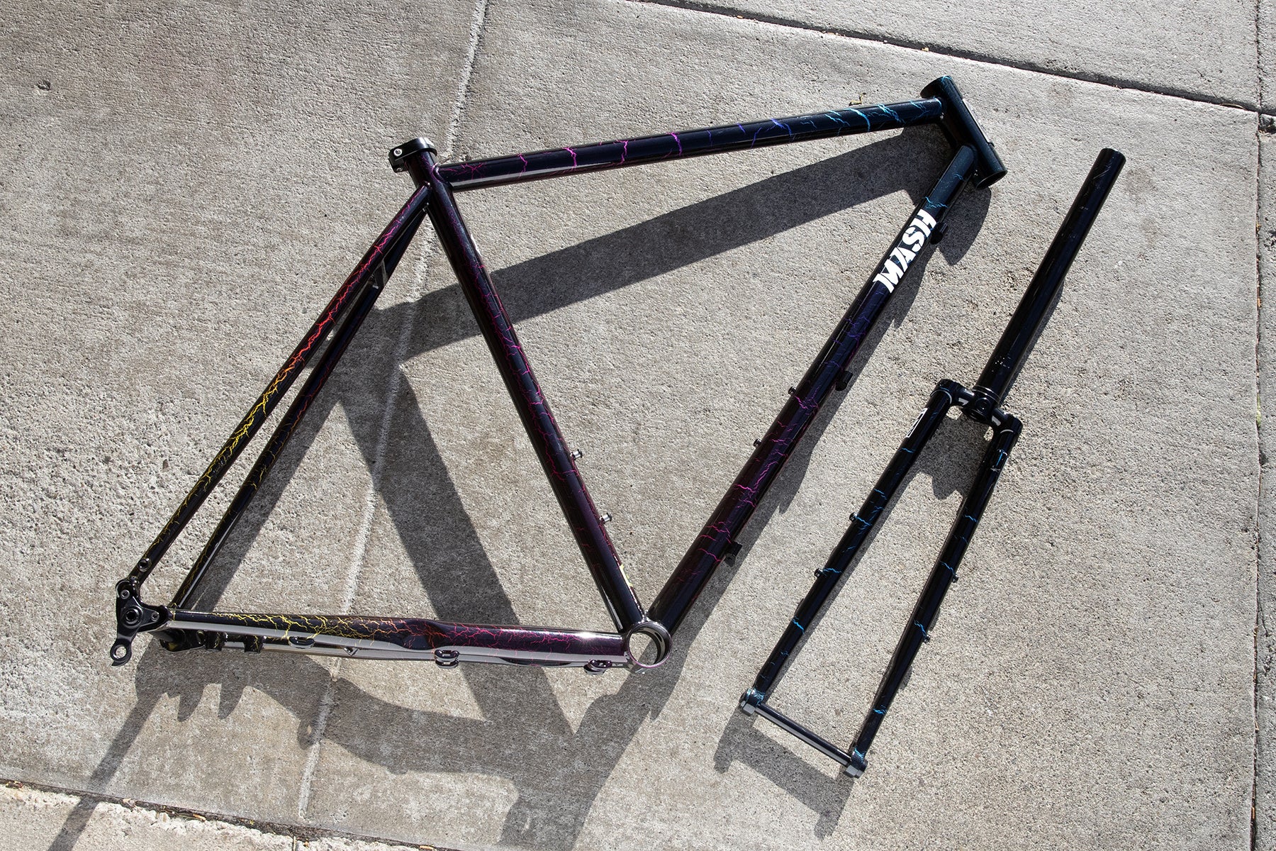 MASH Steel All-Road Frameset Black Rainbow Crackle - Image 6